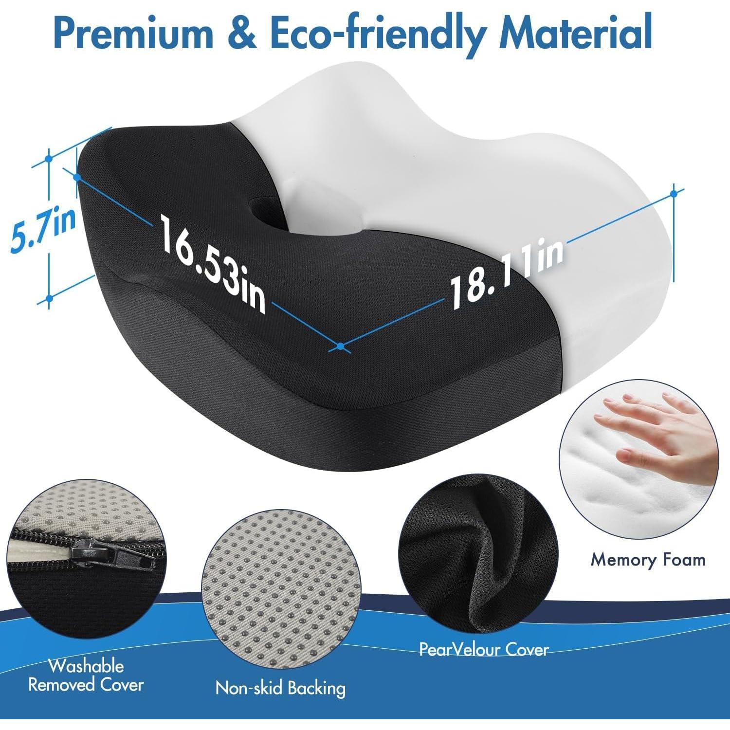 Cojín de Asiento Ergonómico WANTELL - Espuma Viscoelástica 46x38 cm