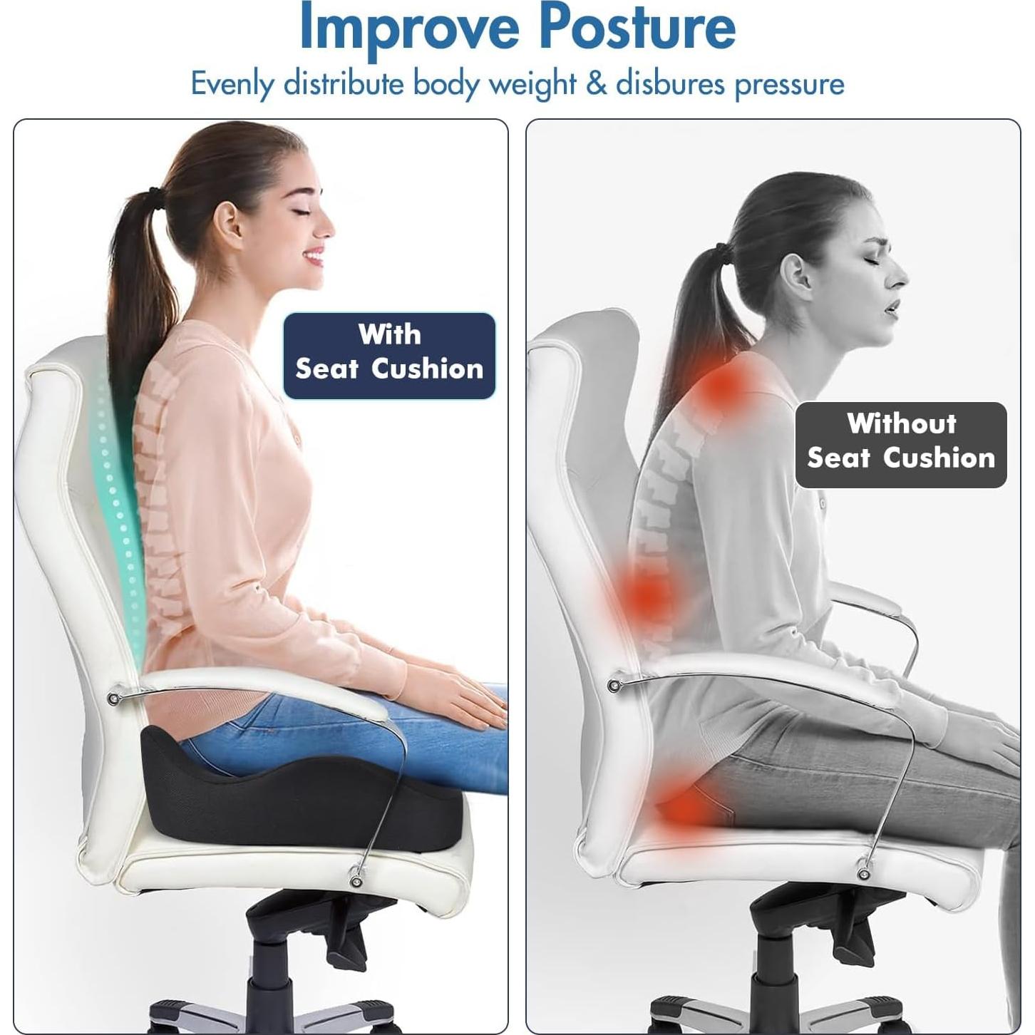Cojín de Asiento Ergonómico WANTELL - Espuma Viscoelástica 46x38 cm