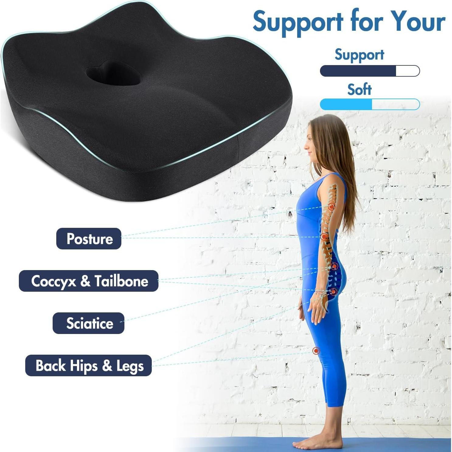 Cojín de Asiento Ergonómico WANTELL - Espuma Viscoelástica 46x38 cm