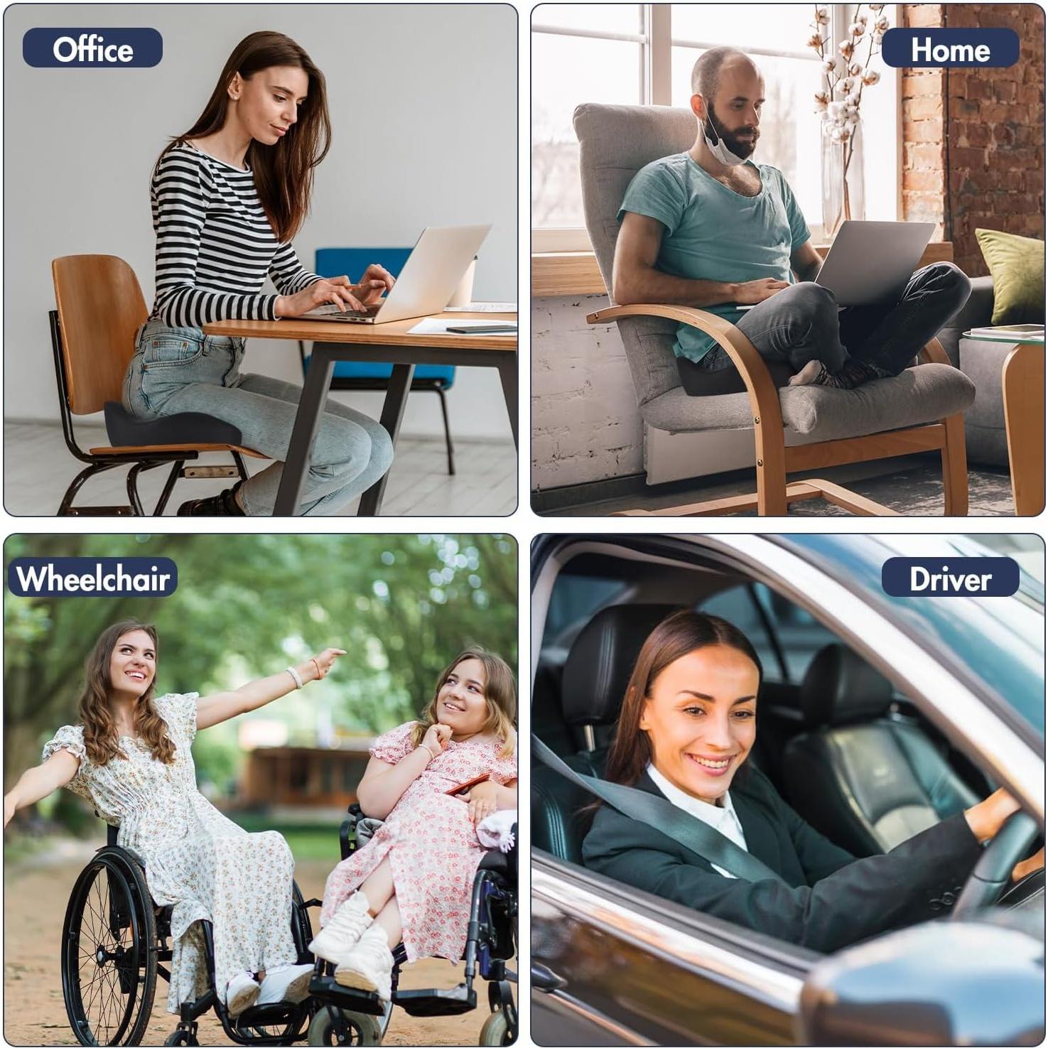 Cojín de Asiento Ergonómico WANTELL - Espuma Viscoelástica 46x38 cm