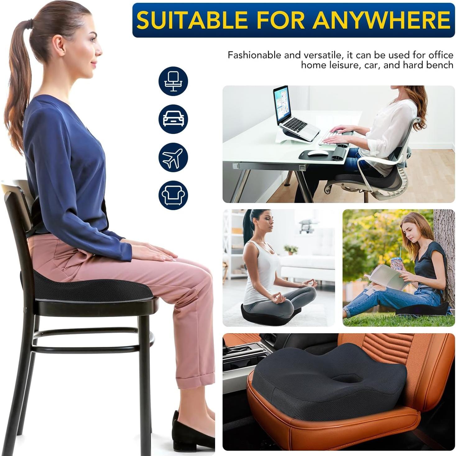 Cojín de Asiento Ergonómico WANTELL - Espuma Viscoelástica 46x38 cm