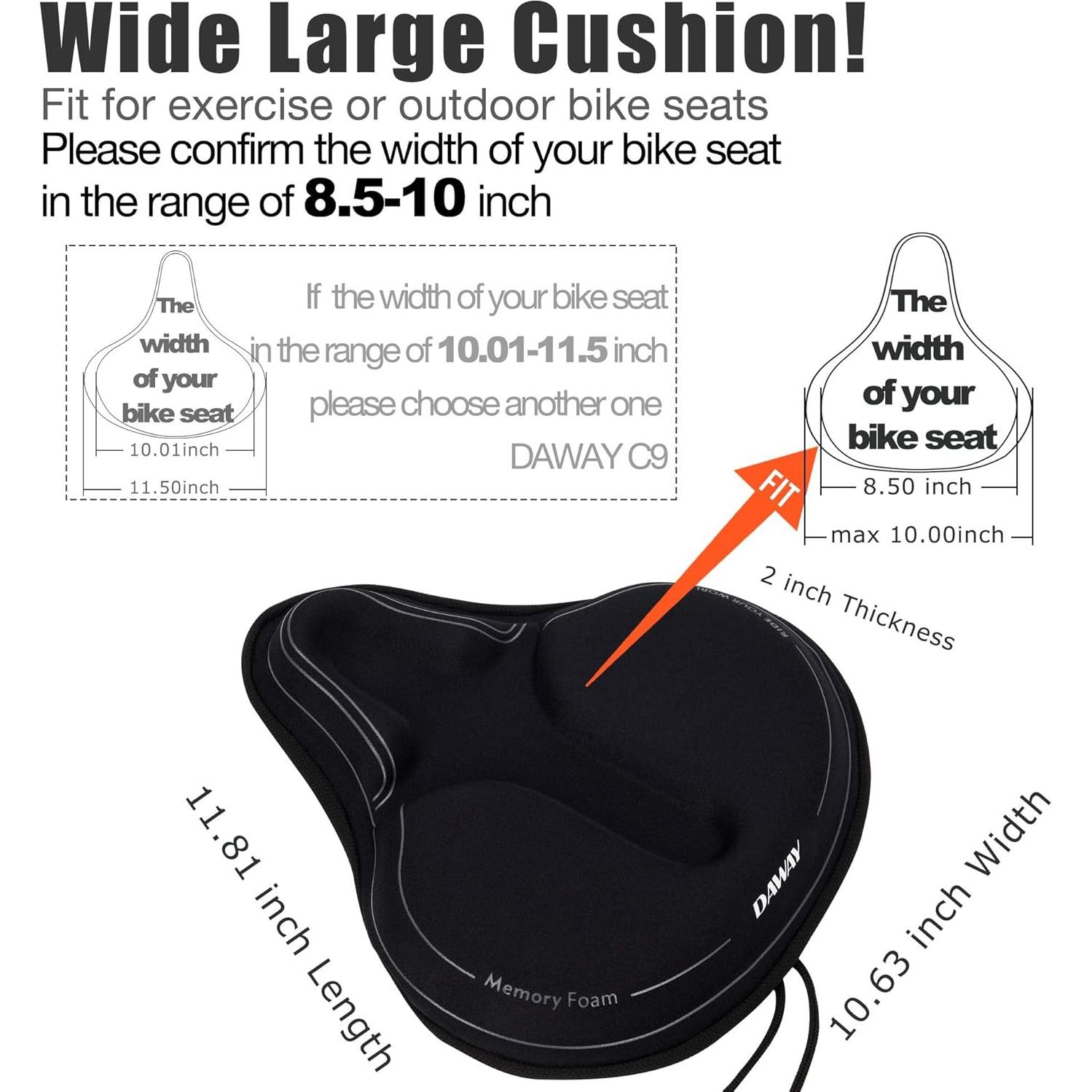 Funda de Asiento de Bicicleta DAWAY C6M - Espuma de Memoria 30x27cm