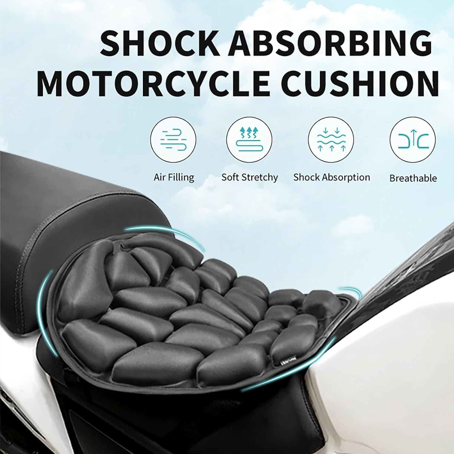 Cojín Inflable para Asiento de Motocicleta JFT Negro 36x39.5cm