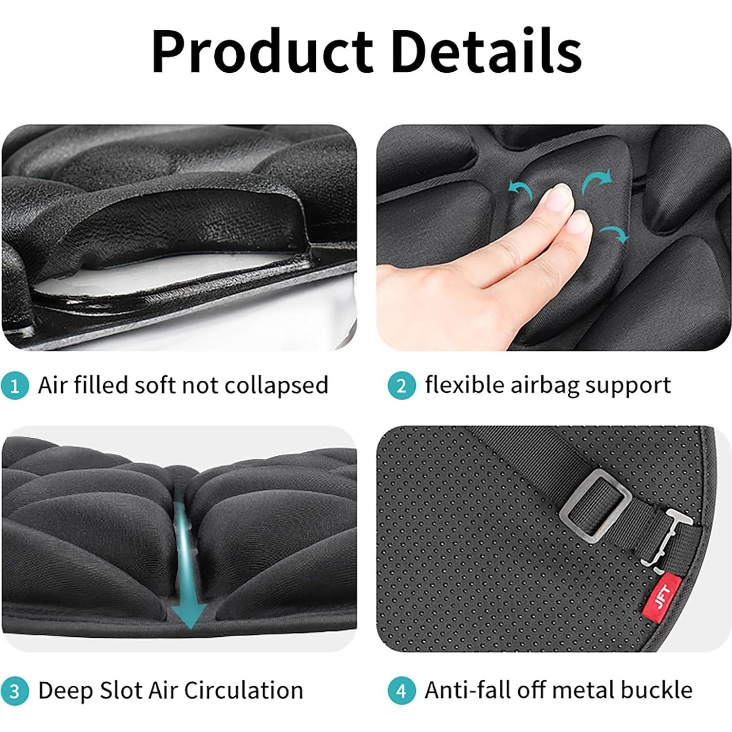 Cojín Inflable para Asiento de Motocicleta JFT Negro 36x39.5cm