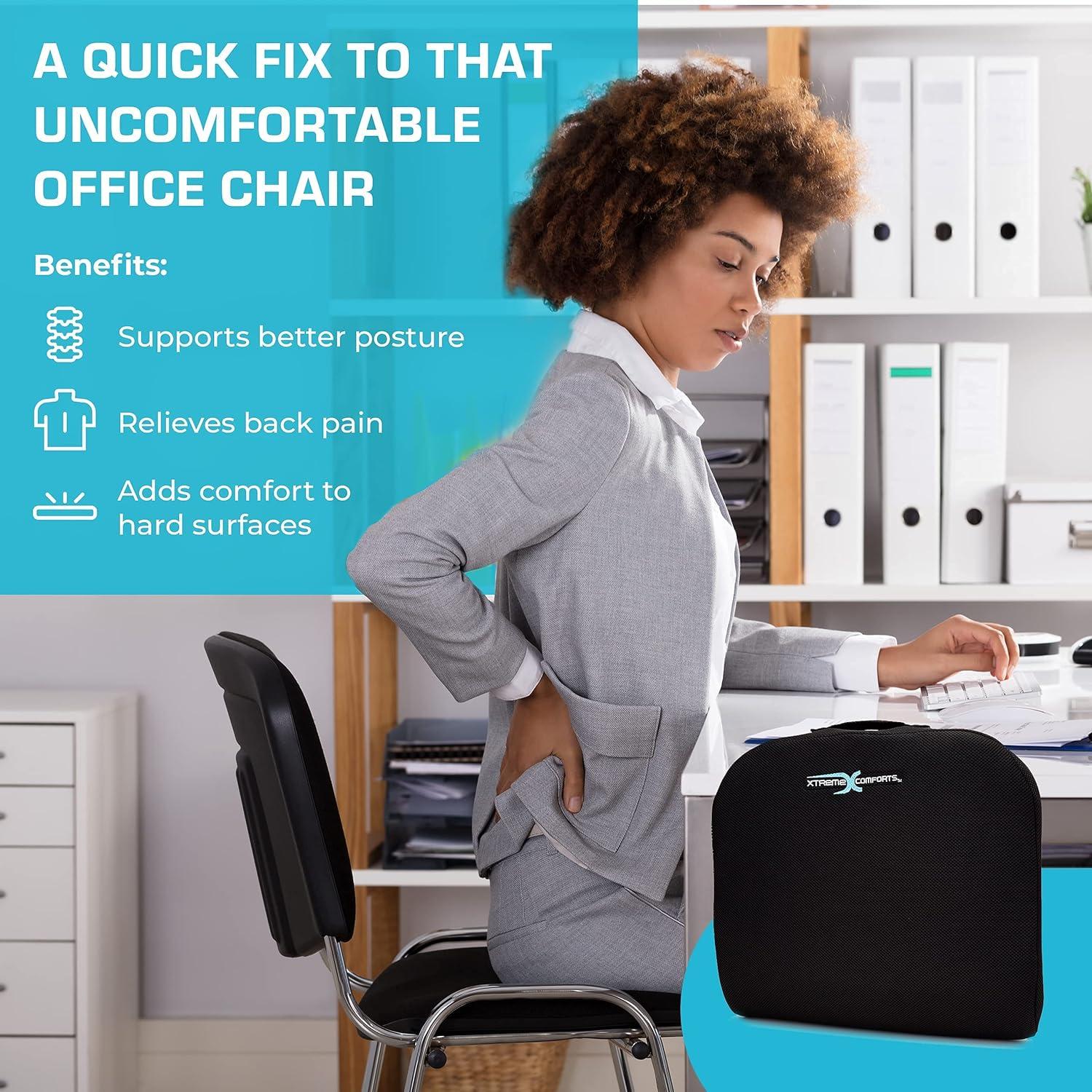 Cojín de Asiento Xtreme Comforts Negro - Espuma Acolchada 48x44 cm