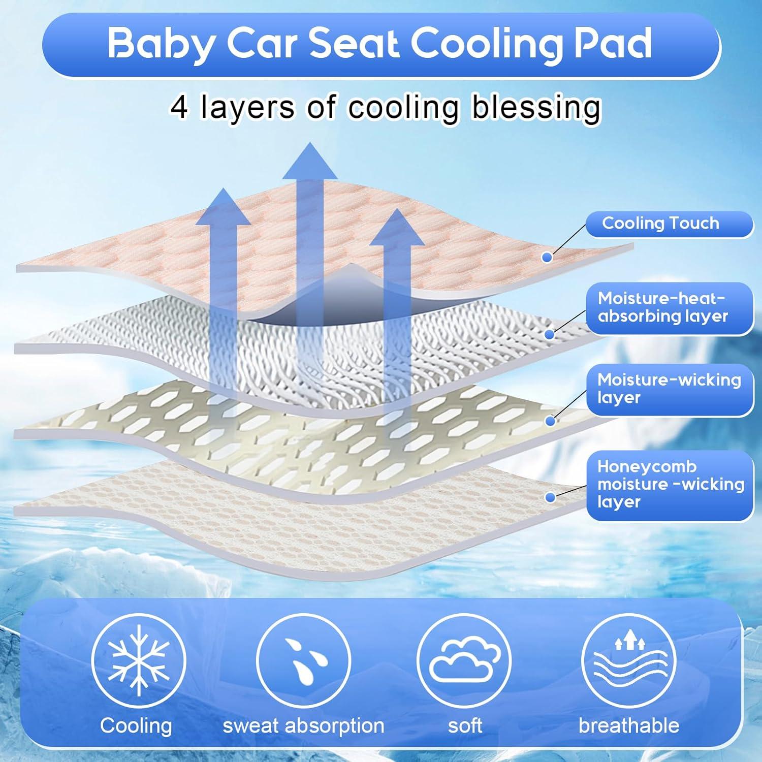 Almohadilla Enfriadora Kaseeous para Asiento de Auto Bebé Rosa