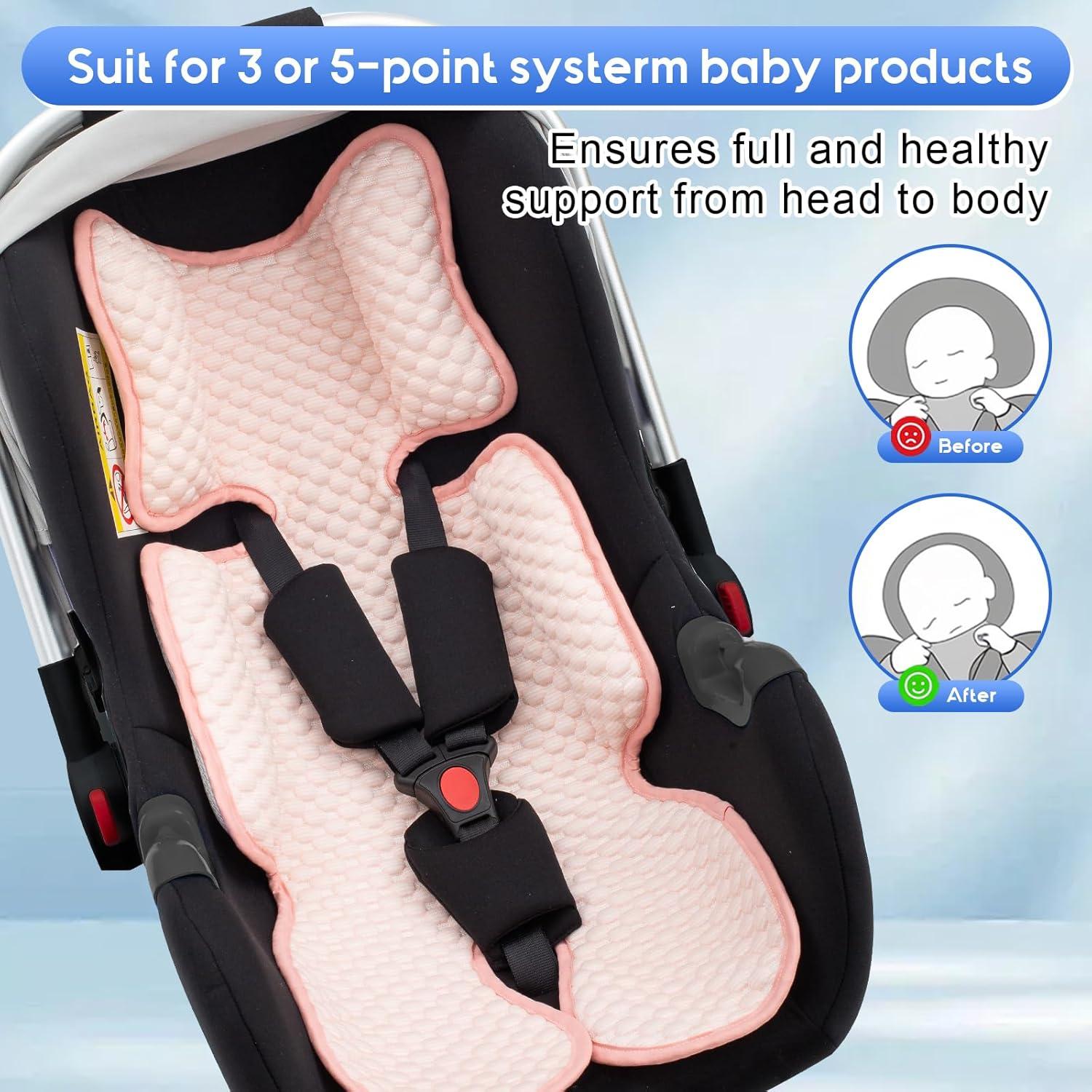 Almohadilla Enfriadora Kaseeous para Asiento de Auto Bebé Rosa