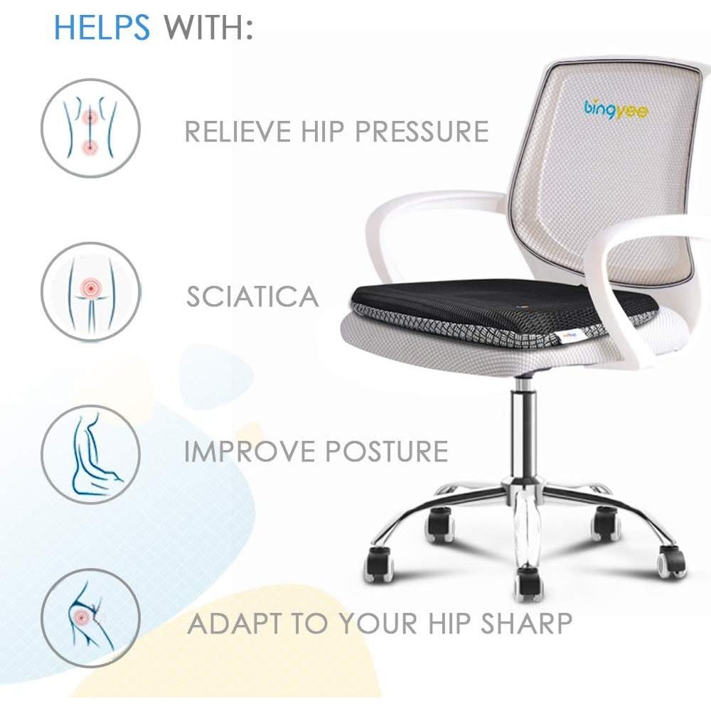Cojín de Gel Bingyee para Asiento Ergonómico 41.9x39.9cm