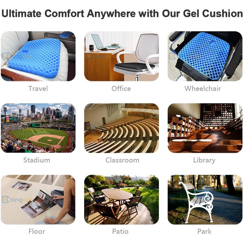 Cojín de Gel Bingyee para Asiento Ergonómico 41.9x39.9cm