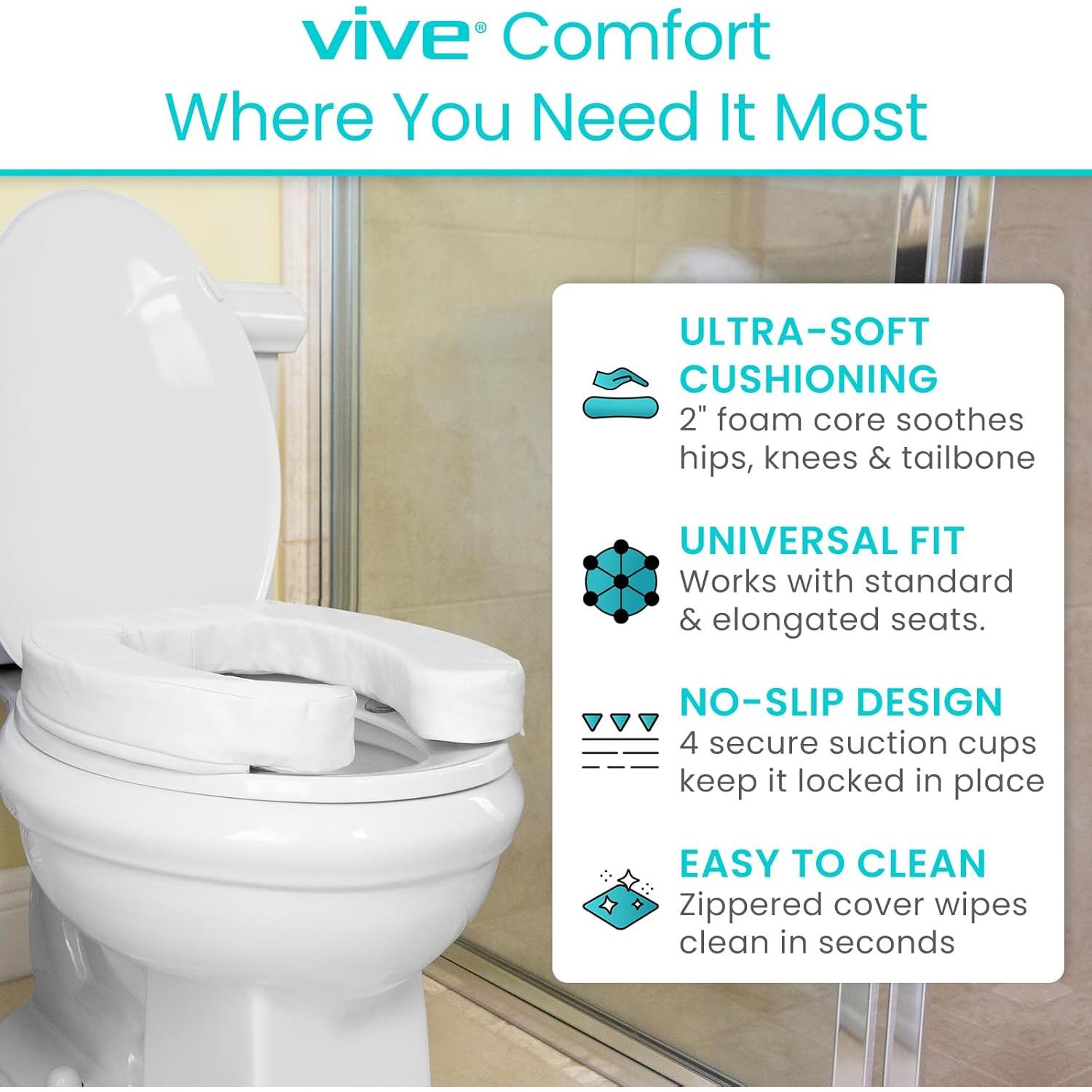 Cojín Elevador para Inodoro Vive - Espuma Acolchada 5.08 cm