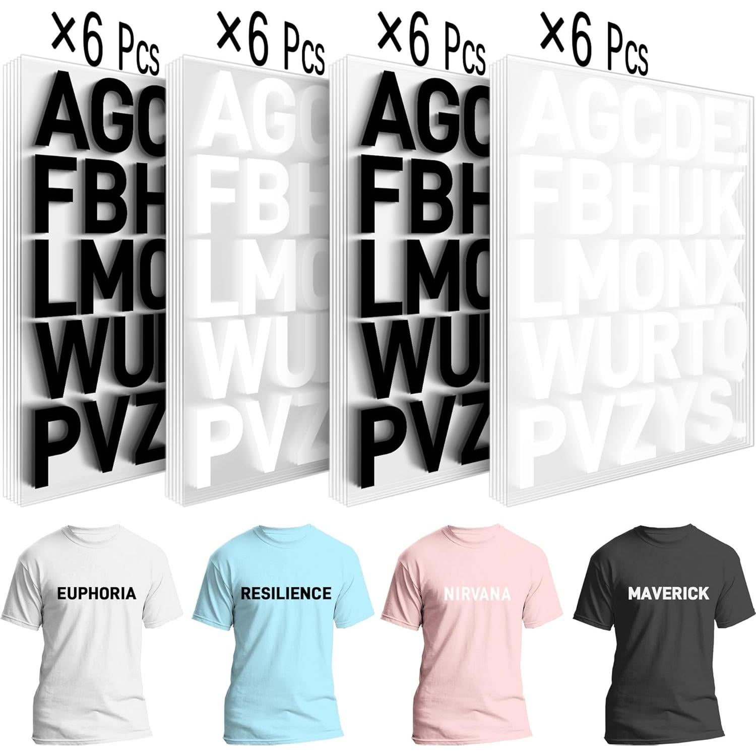 Letras de Hierro para Ropa Flowing Fun - 24 Hojas 10.4 cm