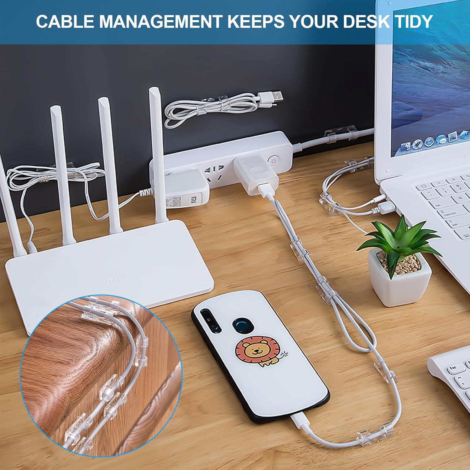 30 Clips Adhesivos para Cables UonBexj - Organizador Transparente