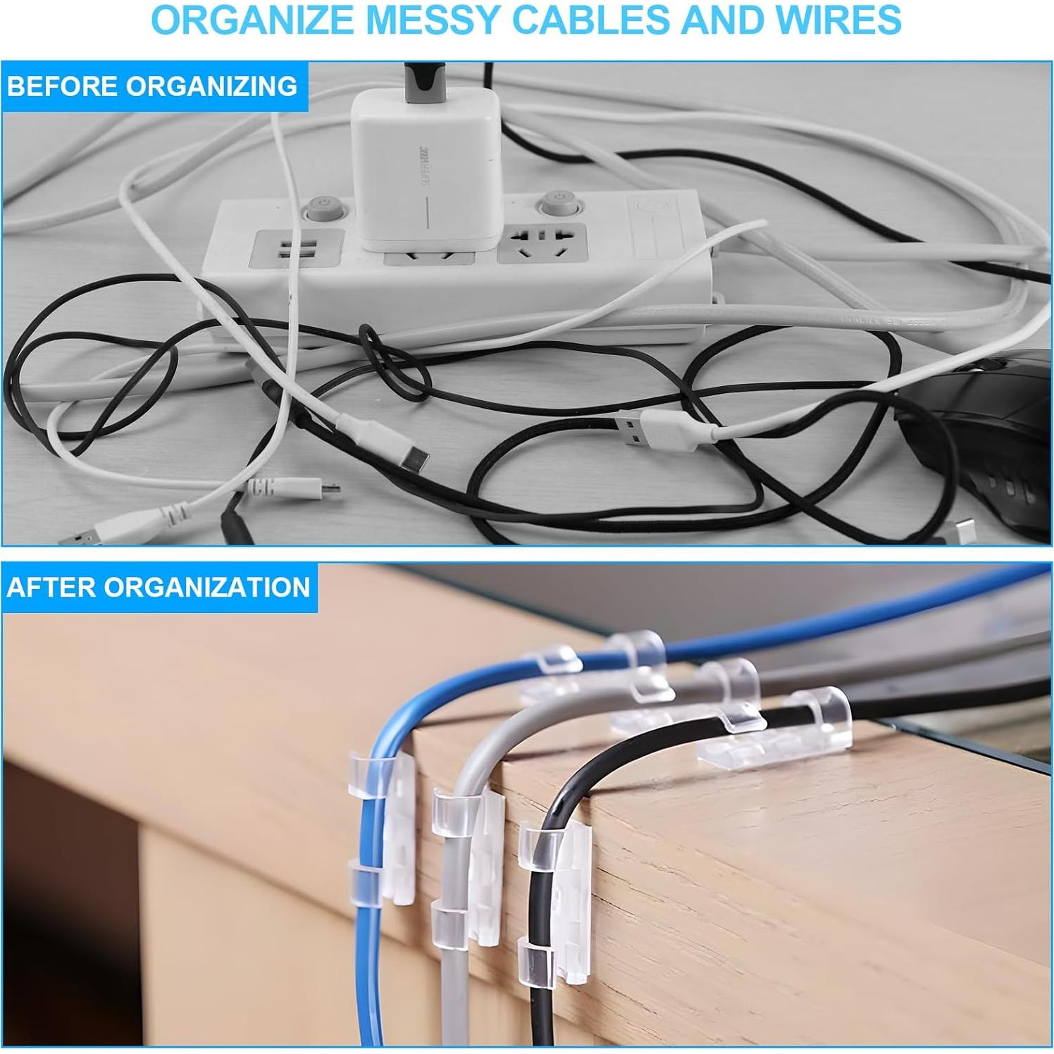 30 Clips Adhesivos para Cables UonBexj - Organizador Transparente