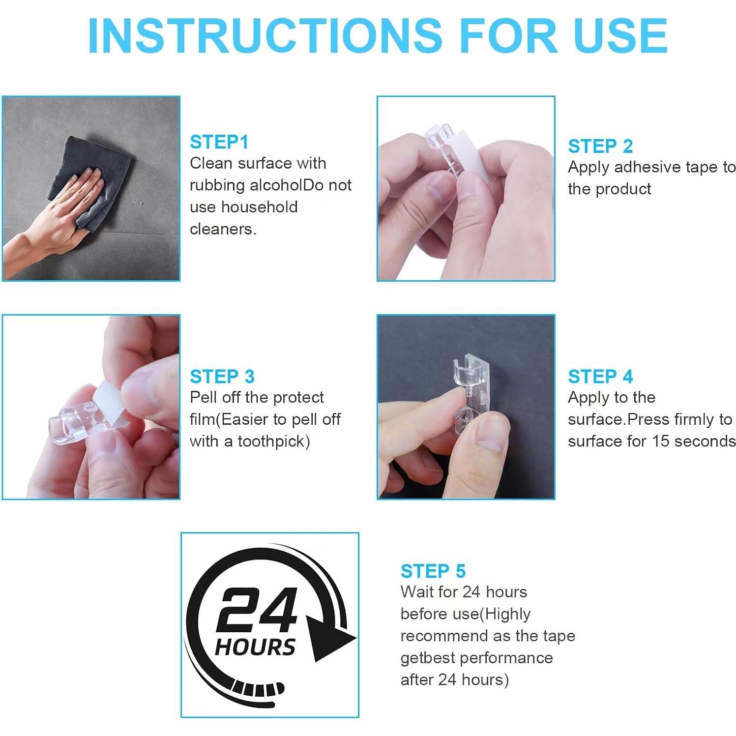 30 Clips Adhesivos para Cables UonBexj - Organizador Transparente