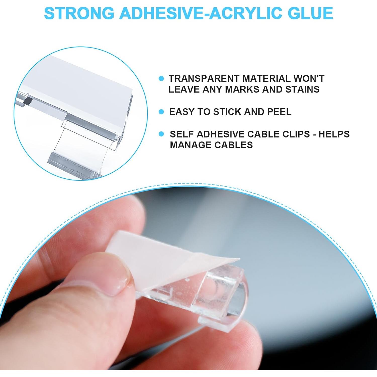 30 Clips Adhesivos para Cables UonBexj - Organizador Transparente