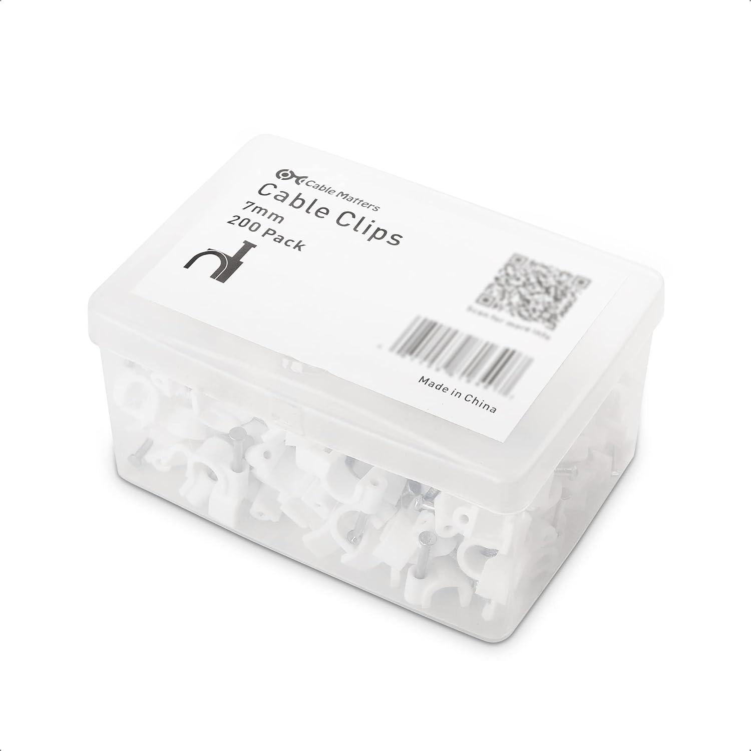 Clips de Cable con Clavo Cable Matters 200 Unidades 7mm Blanco
