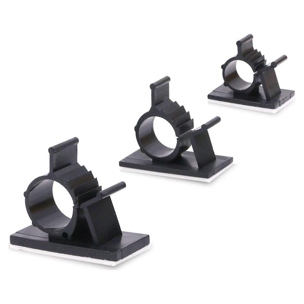 100 Clips de Cable Autoadhesivos Rustark - 3 Tamaños Ajustables