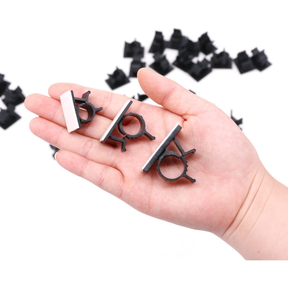 100 Clips de Cable Autoadhesivos Rustark - 3 Tamaños Ajustables