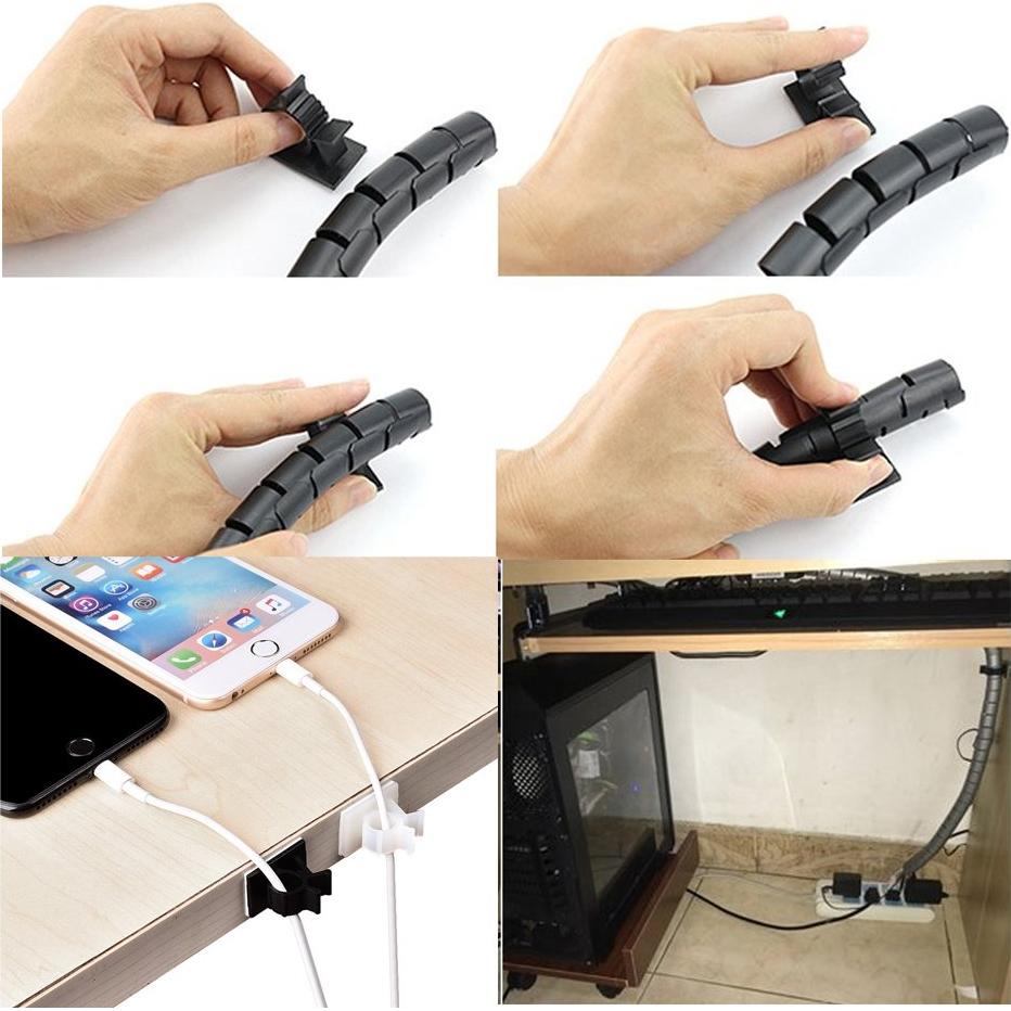 100 Clips de Cable Autoadhesivos Rustark - 3 Tamaños Ajustables