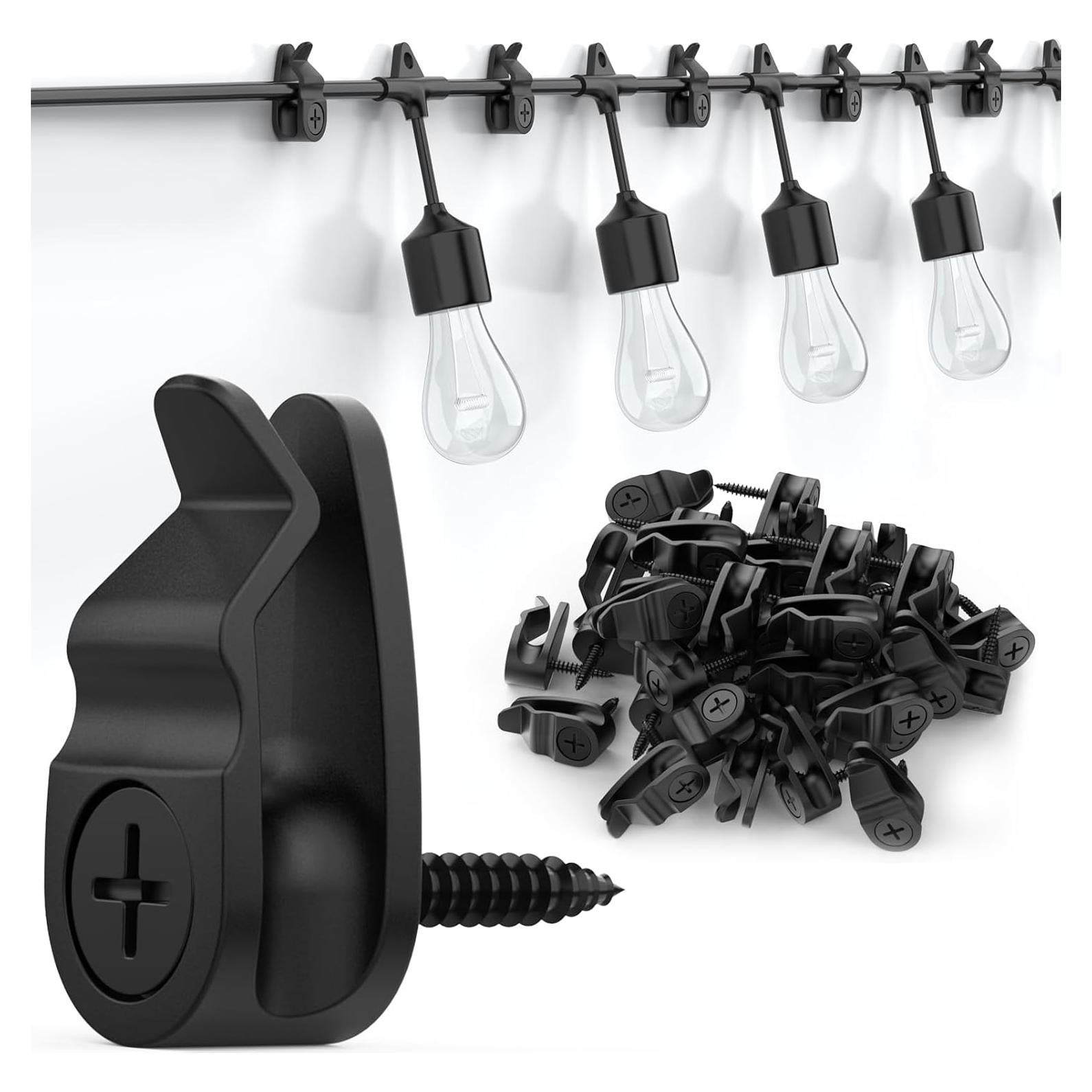 Ganchos para Luces de Exterior Lewufe - Paquete de 50, Negro