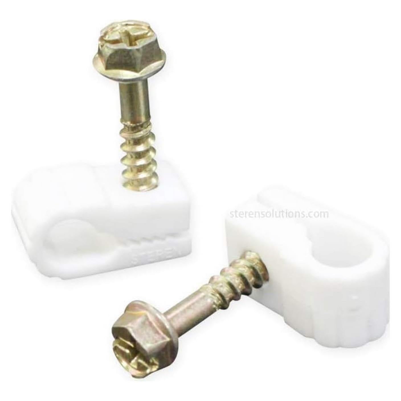 Clips de Cable Coaxial STEREN Grip Clip 100 Unidades Blanco
