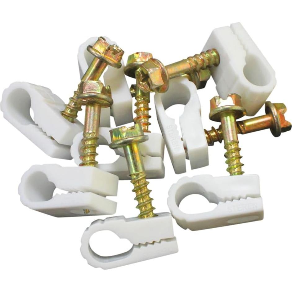 Clips de Cable Coaxial STEREN Grip Clip 100 Unidades Blanco