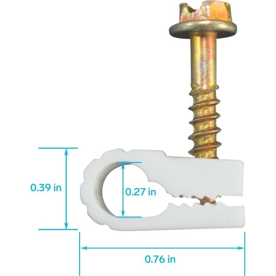 Clips de Cable Coaxial STEREN Grip Clip 100 Unidades Blanco