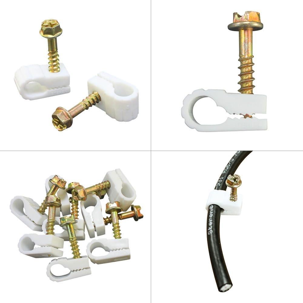 Clips de Cable Coaxial STEREN Grip Clip 100 Unidades Blanco