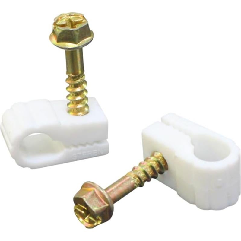 Clips de Cable Coaxial STEREN Grip Clip 100 Unidades Blanco