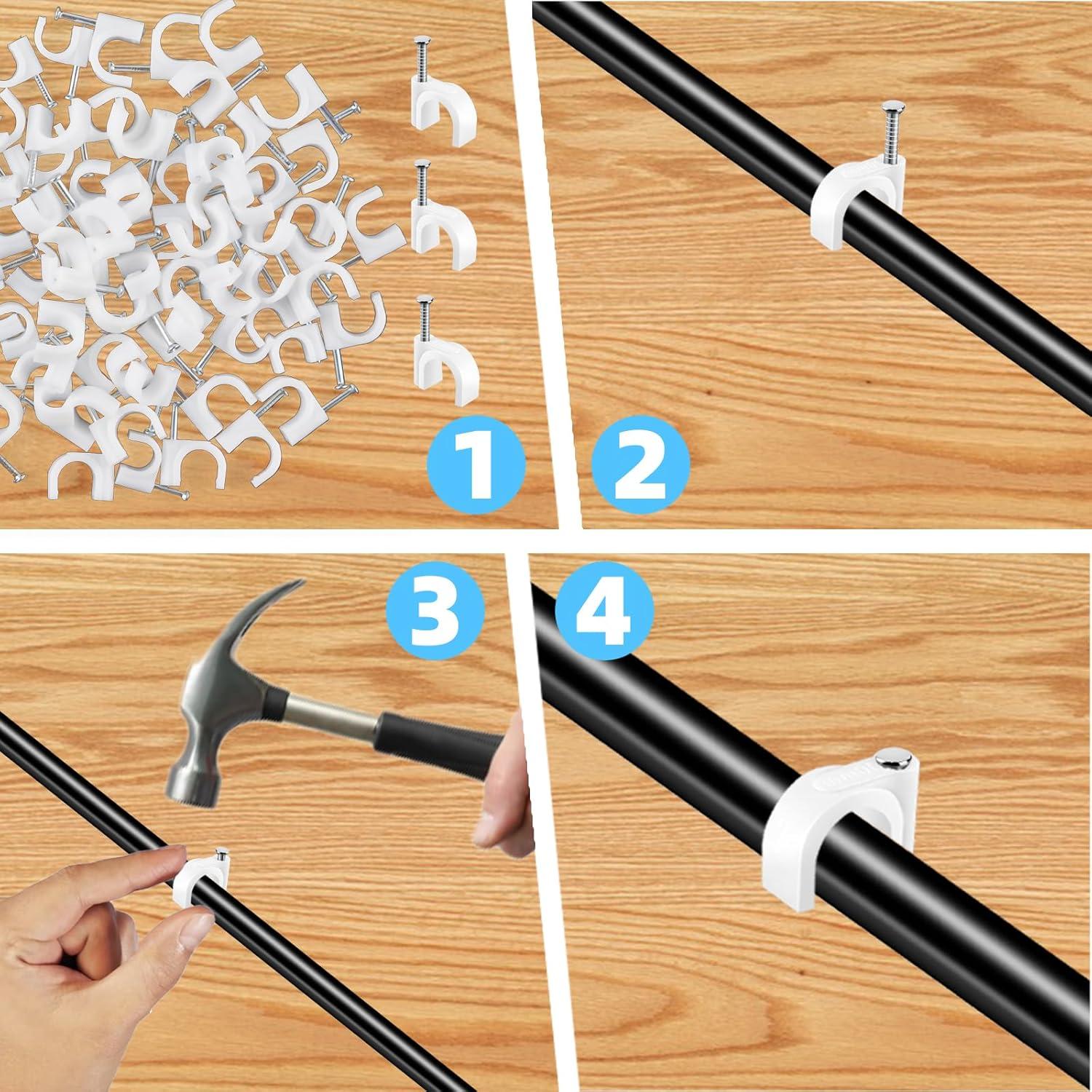 200 Clips de Cable TKYZMS 8mm/10mm para Gestión de Cables