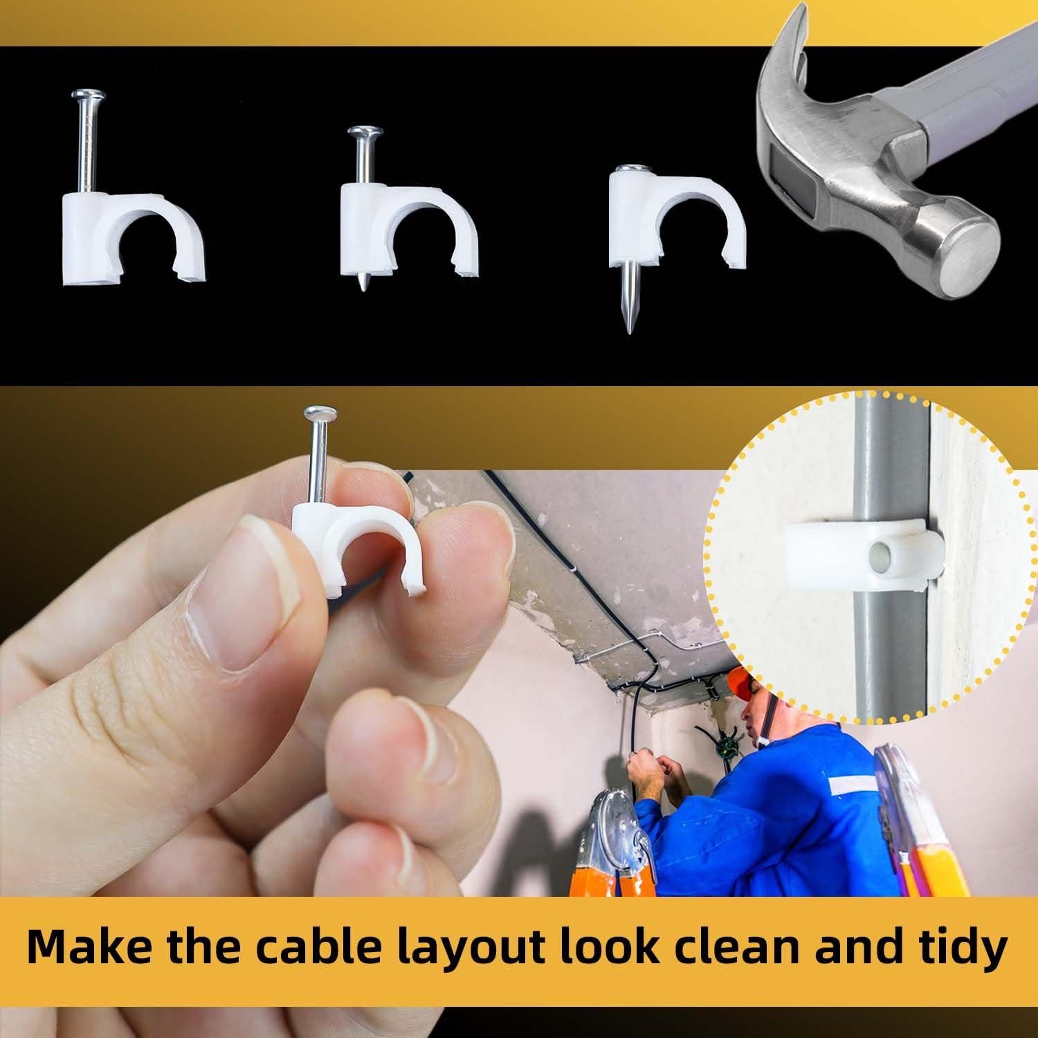 200 Clips de Cable Blanco TKYPZY 7mm para Gestión de Cables