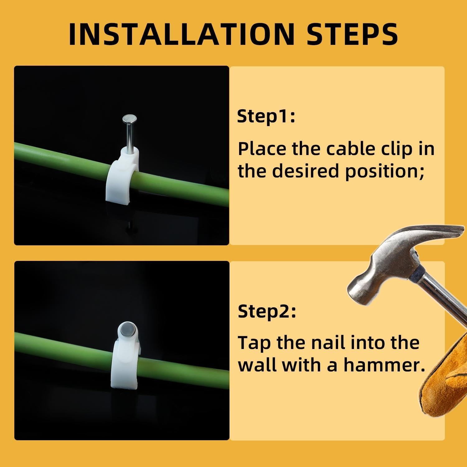 200 Clips de Cable Blanco TKYPZY 7mm para Gestión de Cables