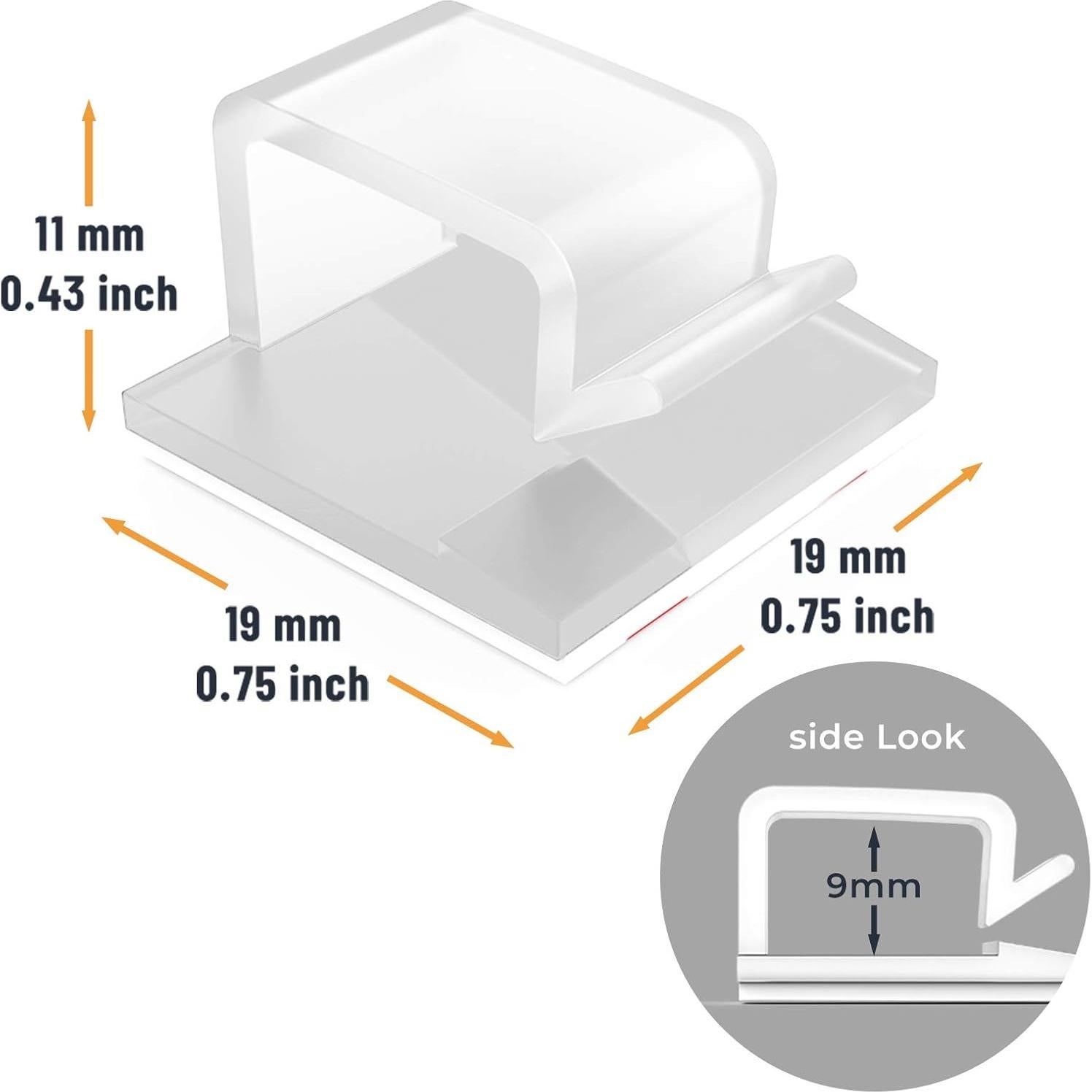 Clip de Cable Adhesivo XIAOXI 40 Pcs Transparente Organizador