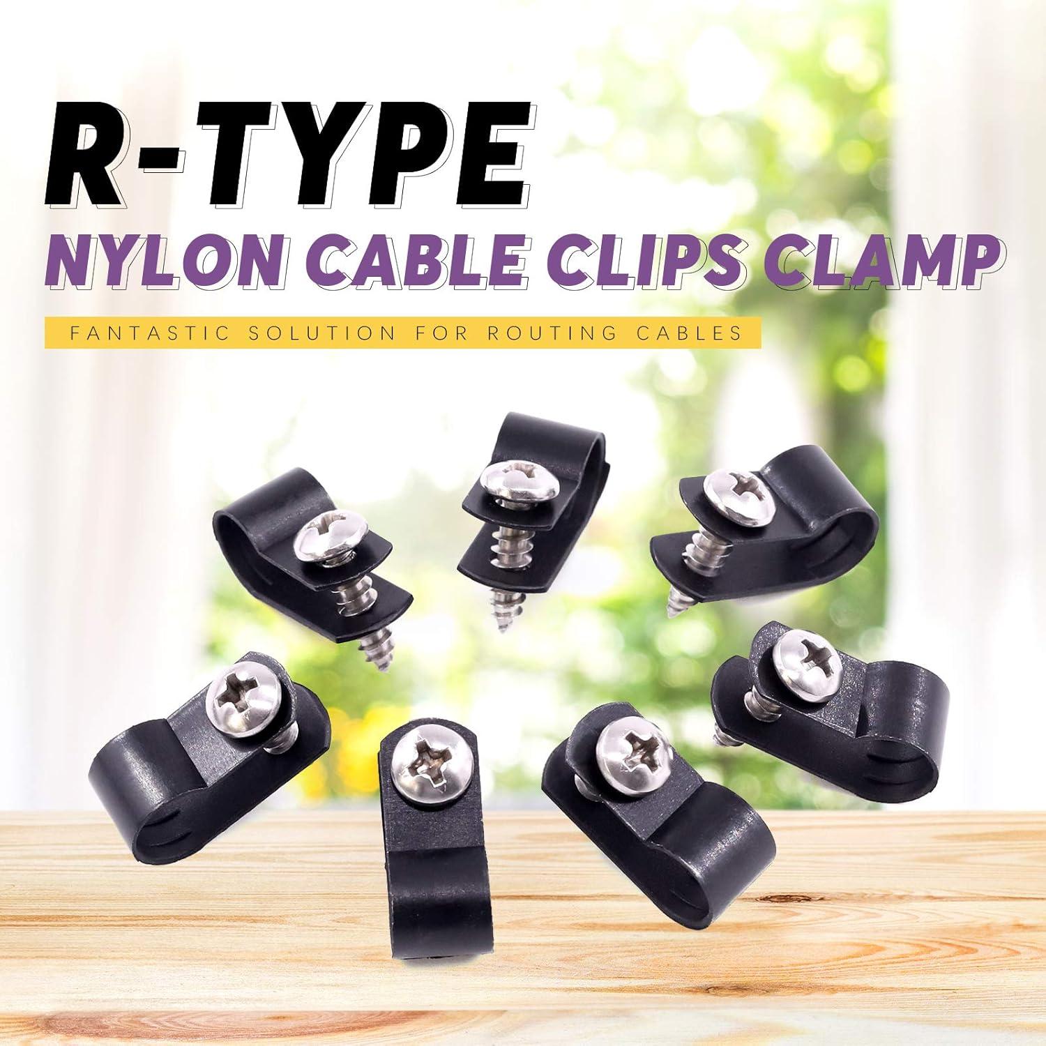 Clips de Cable de Plástico Nylon Swpeet 120 Piezas 8 mm Negro
