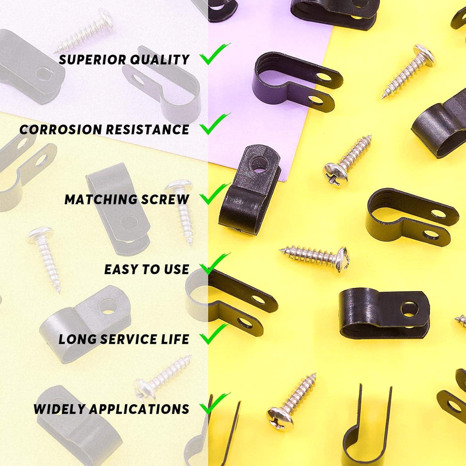 Clips de Cable de Plástico Nylon Swpeet 120 Piezas 8 mm Negro