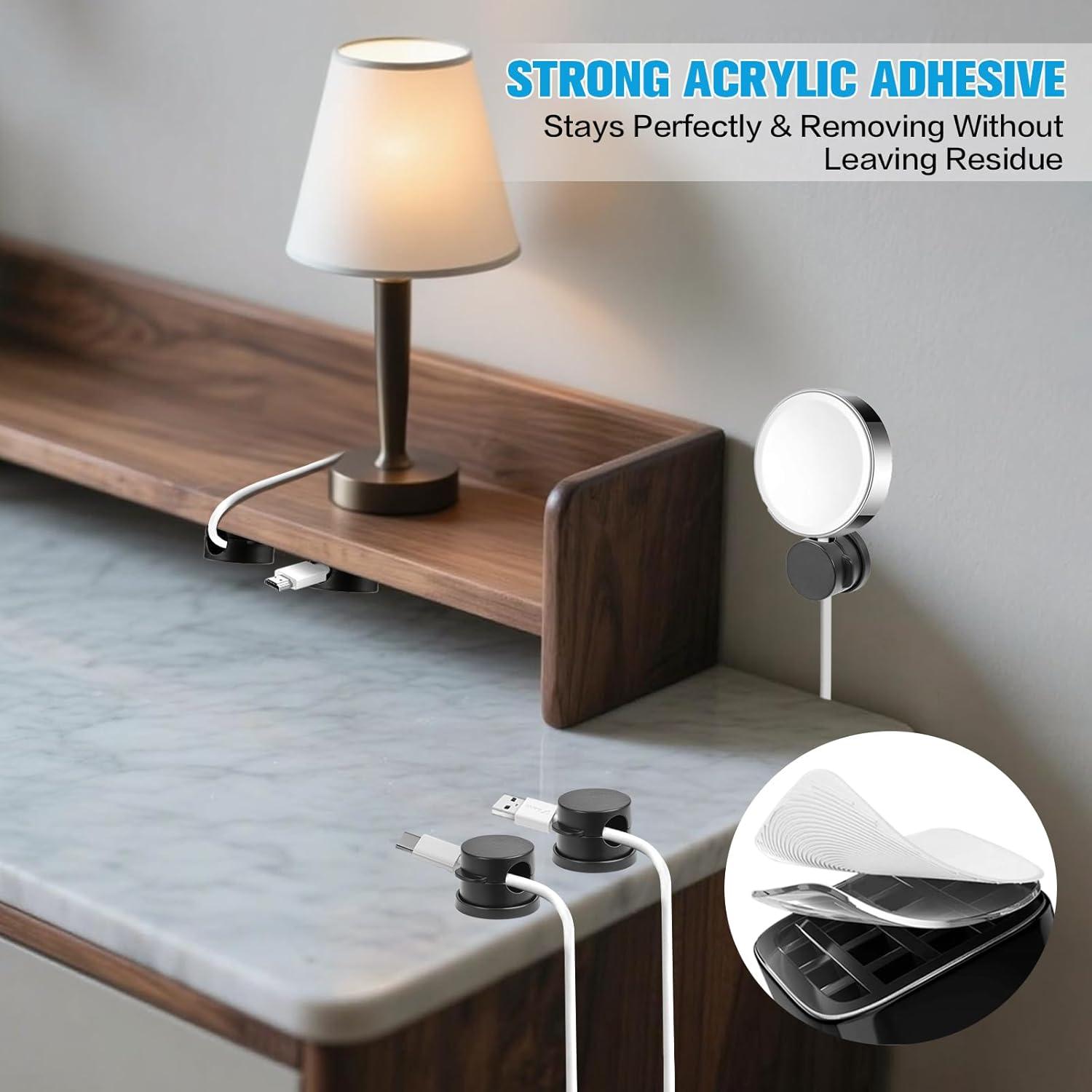 Soporte Organizador de Cables 6PC Keuaaao con Adhesivo Fuerte