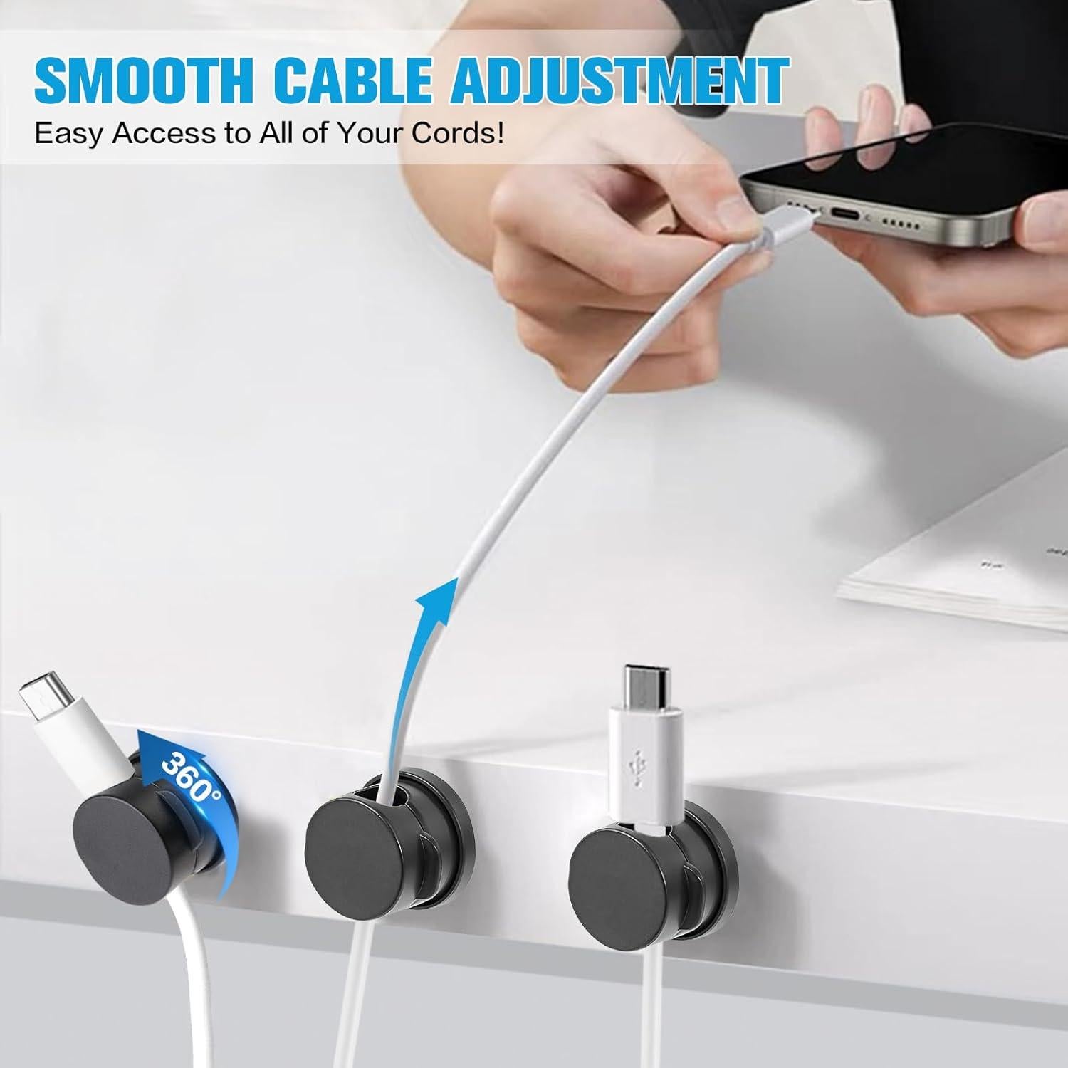 Soporte Organizador de Cables 6PC Keuaaao con Adhesivo Fuerte