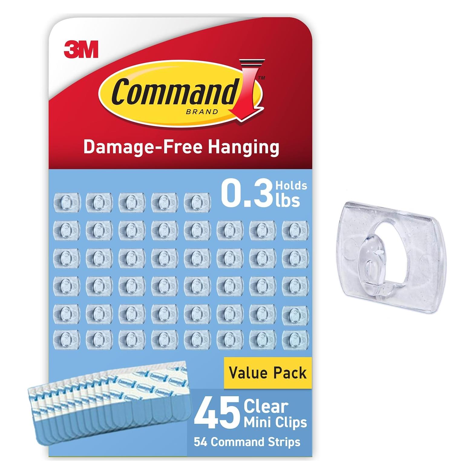 Clips de Luz Mini Command 45 Piezas Transparentes para Interior