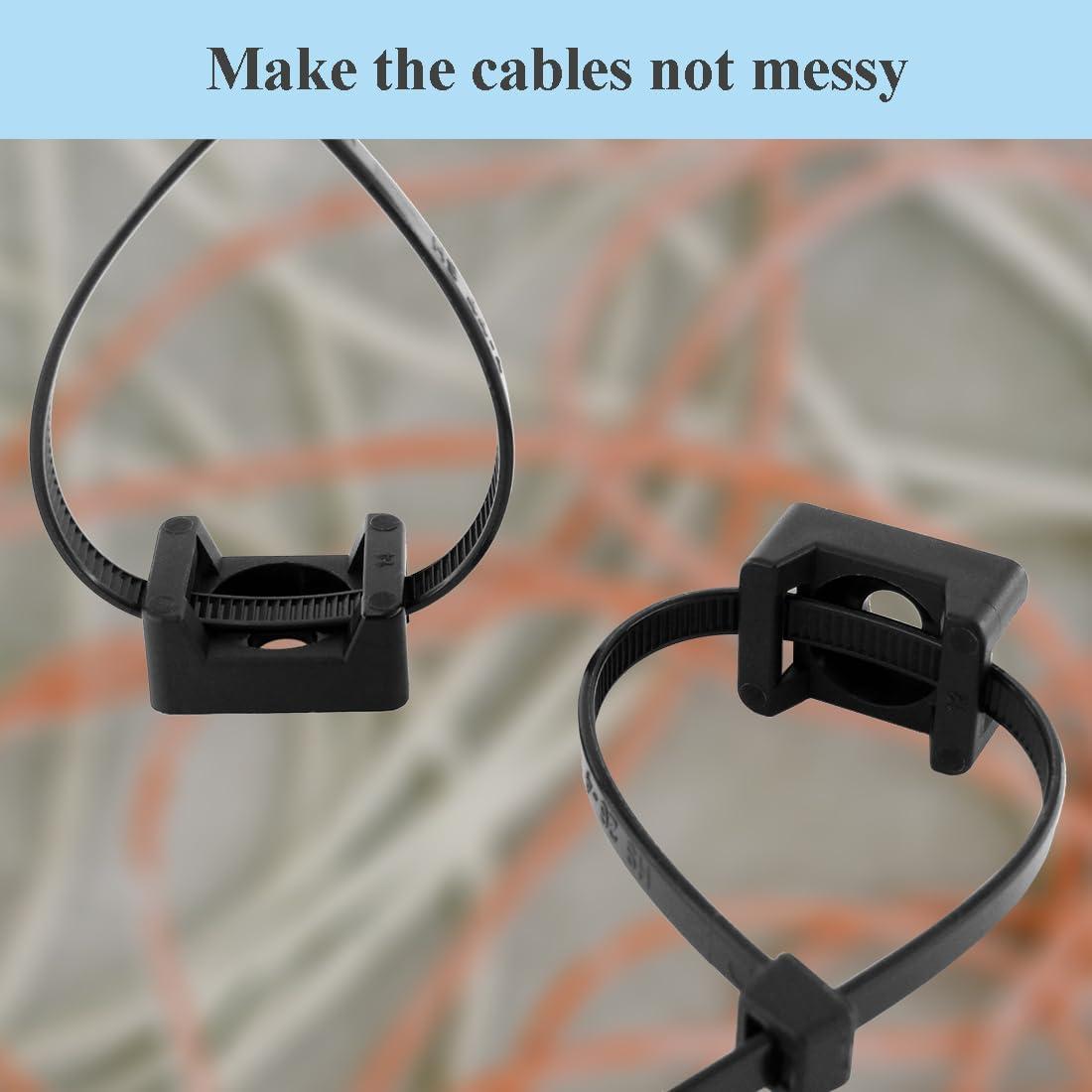 Kit de Bridas de Cable HS 100 Pcs 6" Nylon Negro con Tornillos