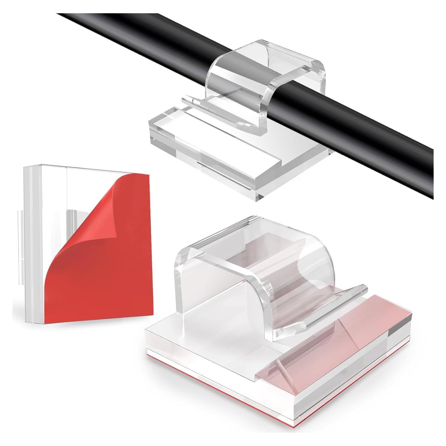 60 Clips de Cable Adhesivos Transparentes OIIVPWUL 1.4x1.4cm