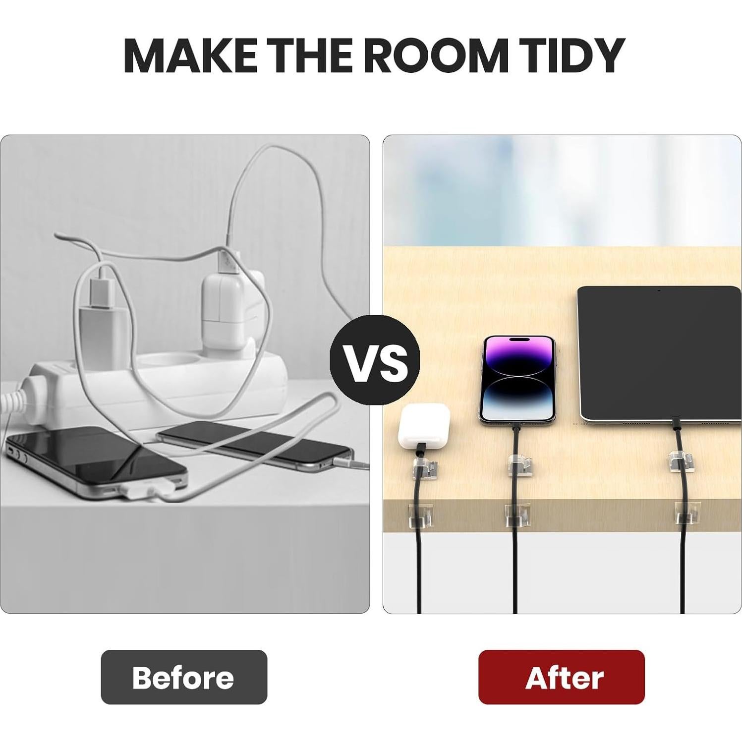 60 Clips de Cable Adhesivos Transparentes OIIVPWUL 1.4x1.4cm