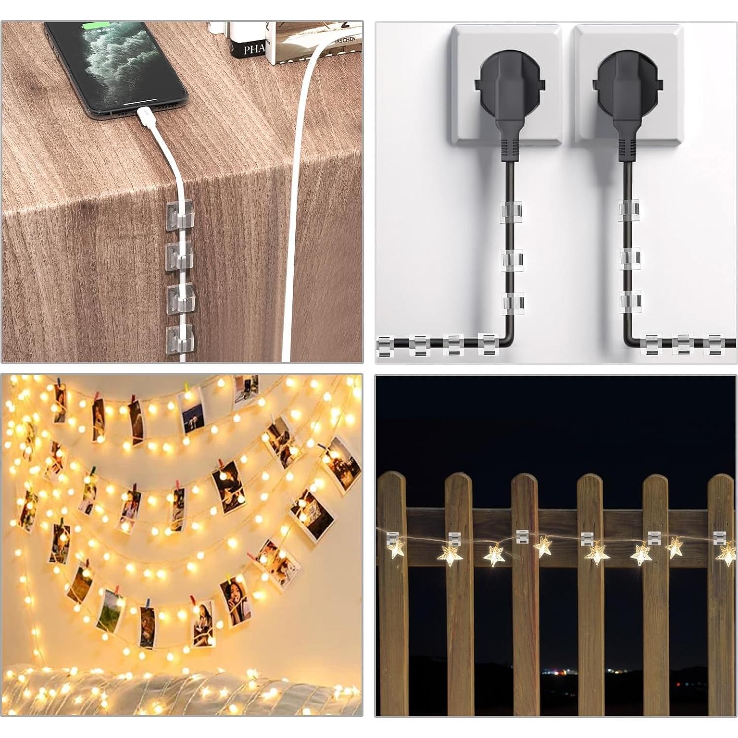 60 Clips de Cable Adhesivos Transparentes OIIVPWUL 1.4x1.4cm