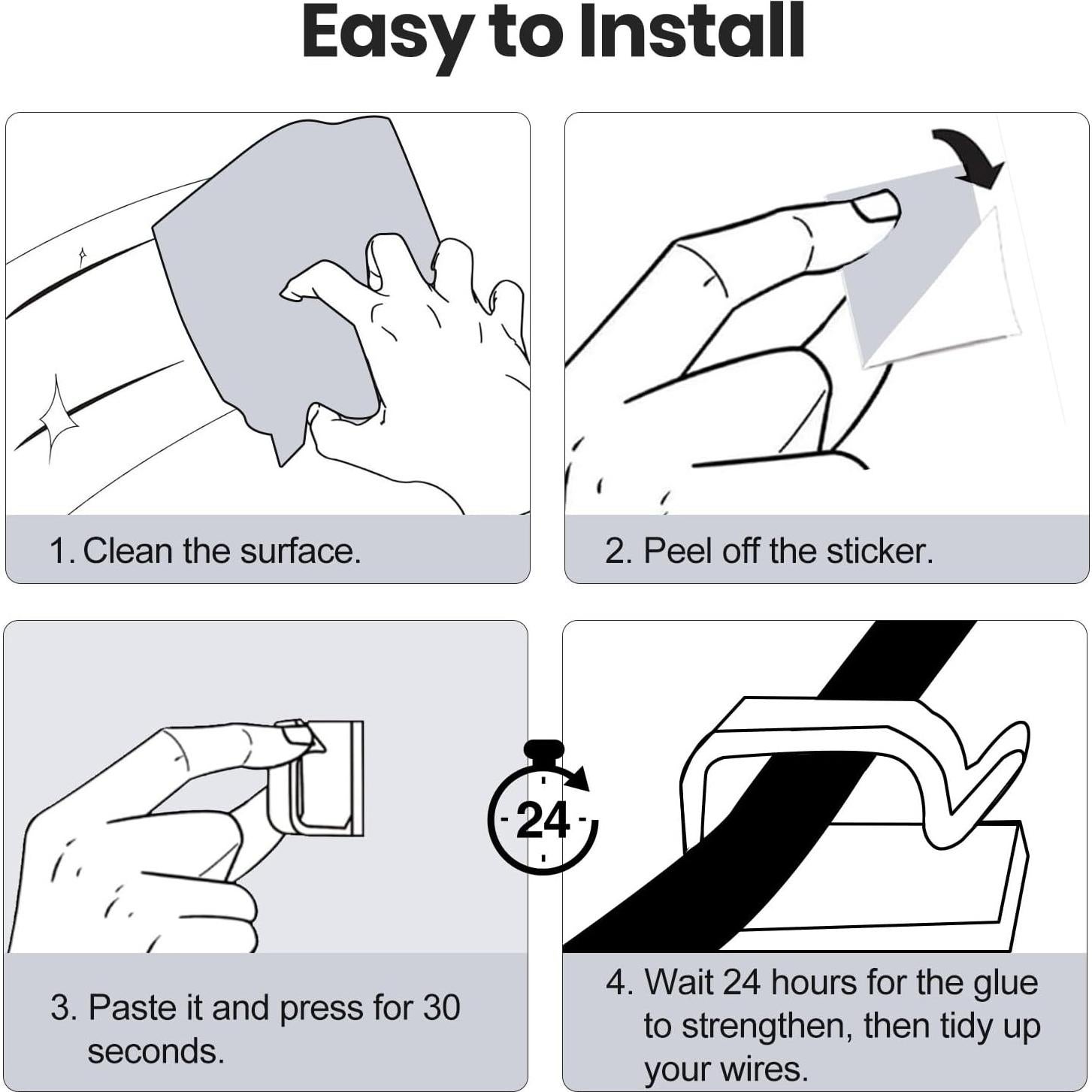 60 Clips de Cable Adhesivos Transparentes OIIVPWUL 1.4x1.4cm