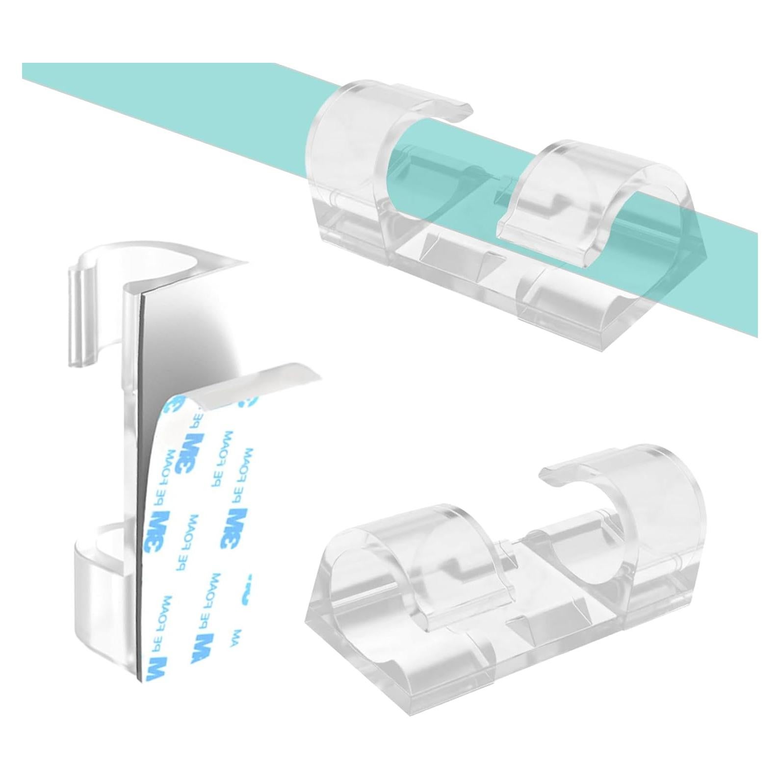 60 Clips de Cable Adhesivos 3M COMRUN Transparentes 3.0x1.1cm