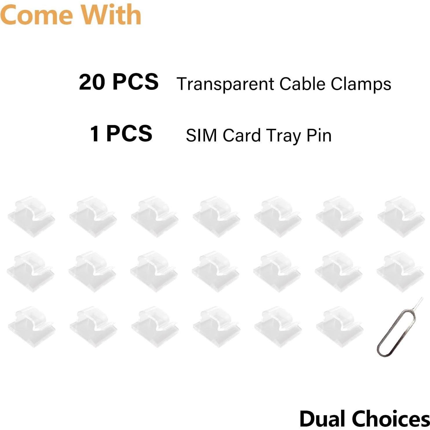 60 Clips de Cable Adhesivos 3M COMRUN Transparentes 3.0x1.1cm