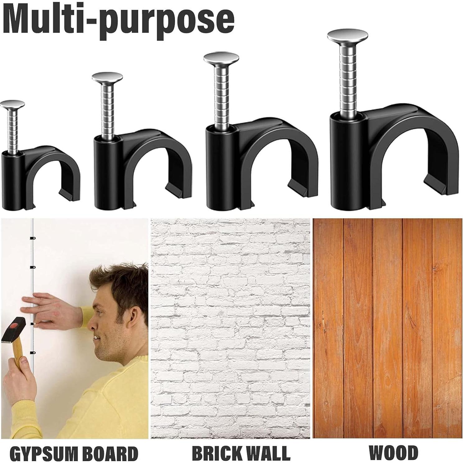 200 Clips de Cable Negros Easytle 4-10mm para Pared