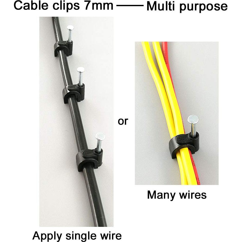Clips de Cable Ethernet Cat6 HS - 200 Piezas 7mm Negros