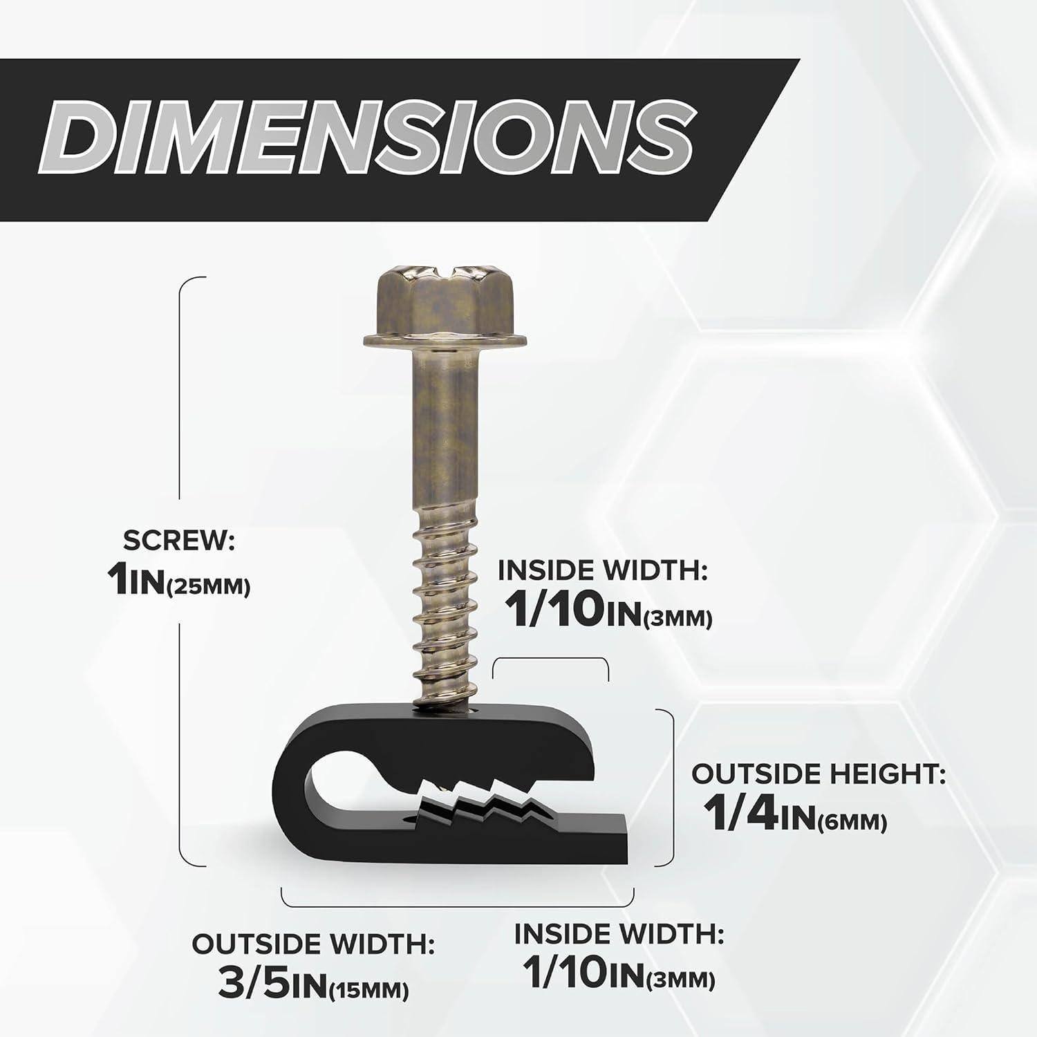 Clips de Cable Eléctrico THE CIMPLE CO, 100 Piezas, Negro