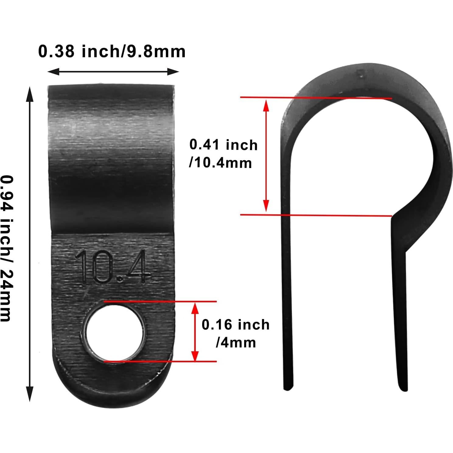 60 Clips de Cable de Nylon Atornillables Suiwotin 10.4mm Negro