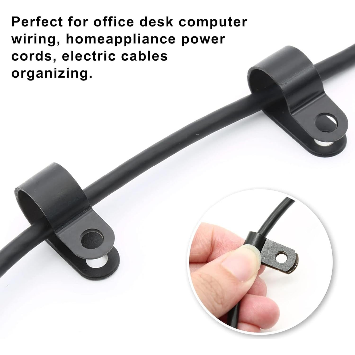 60 Clips de Cable de Nylon Atornillables Suiwotin 10.4mm Negro